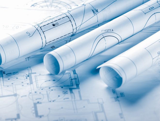 detail shot of Architectural blueprints.